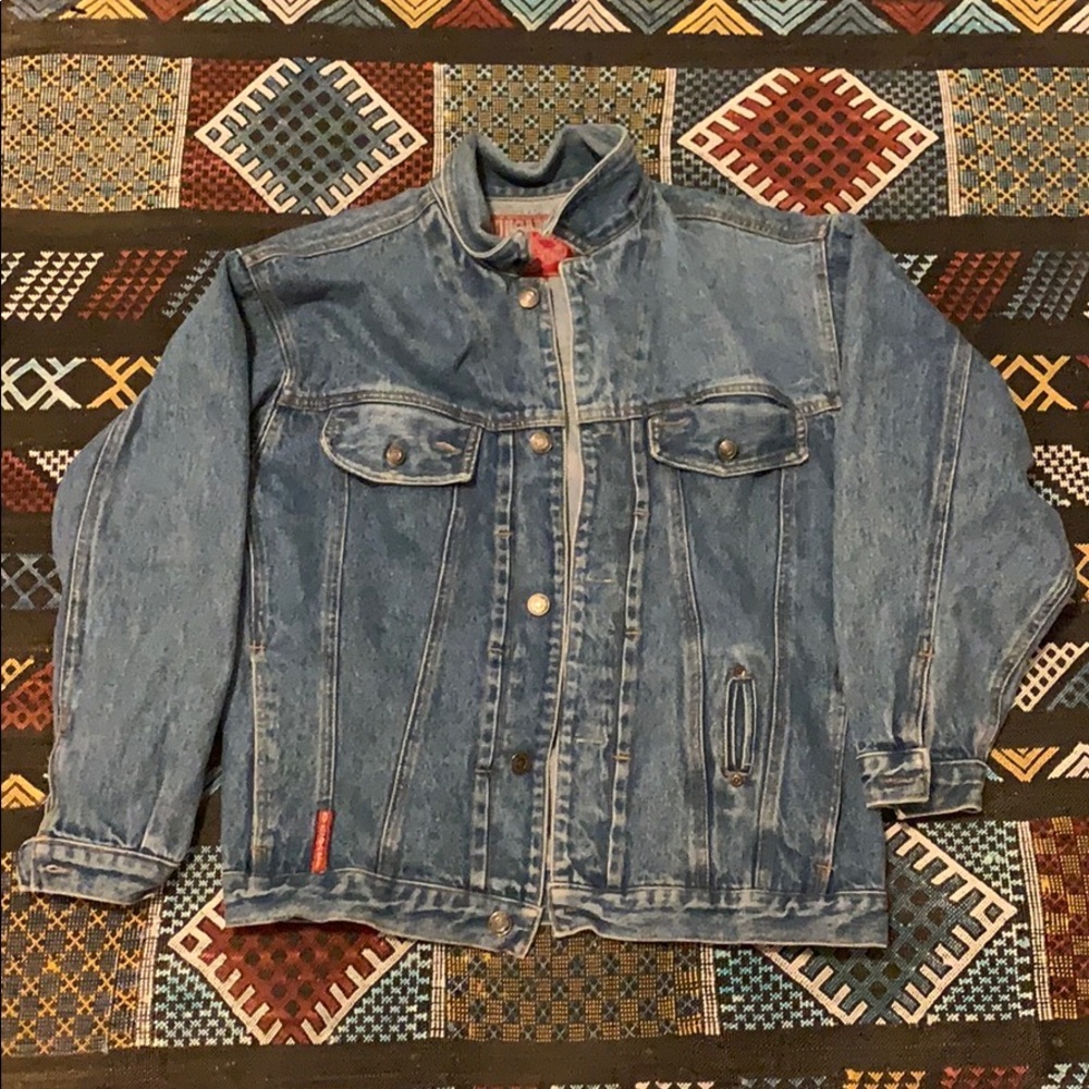 Oversized denim jacket 90s dungarees boys XL 12